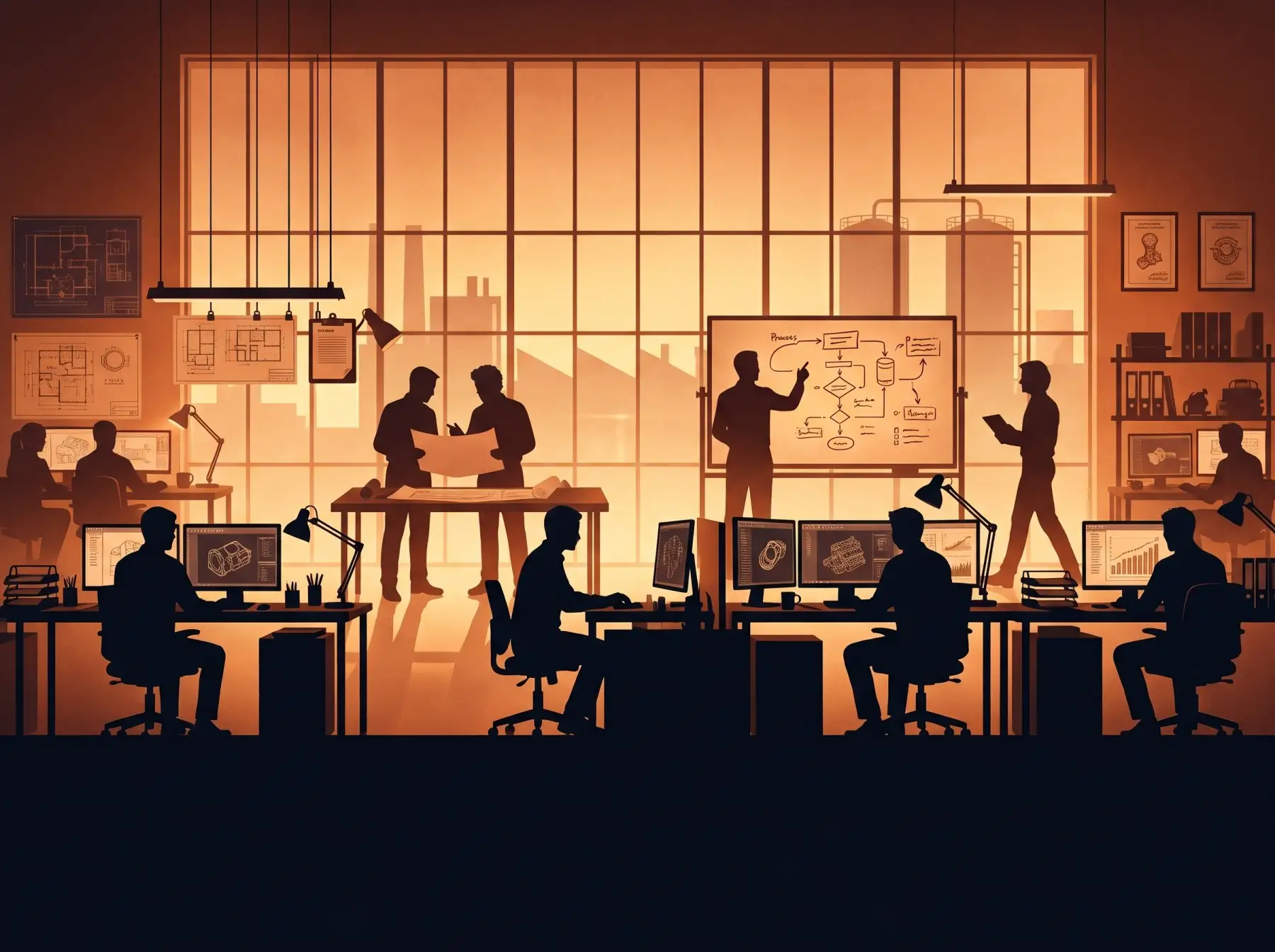 Sales & Marketing Silhouette Image in Copper & Black